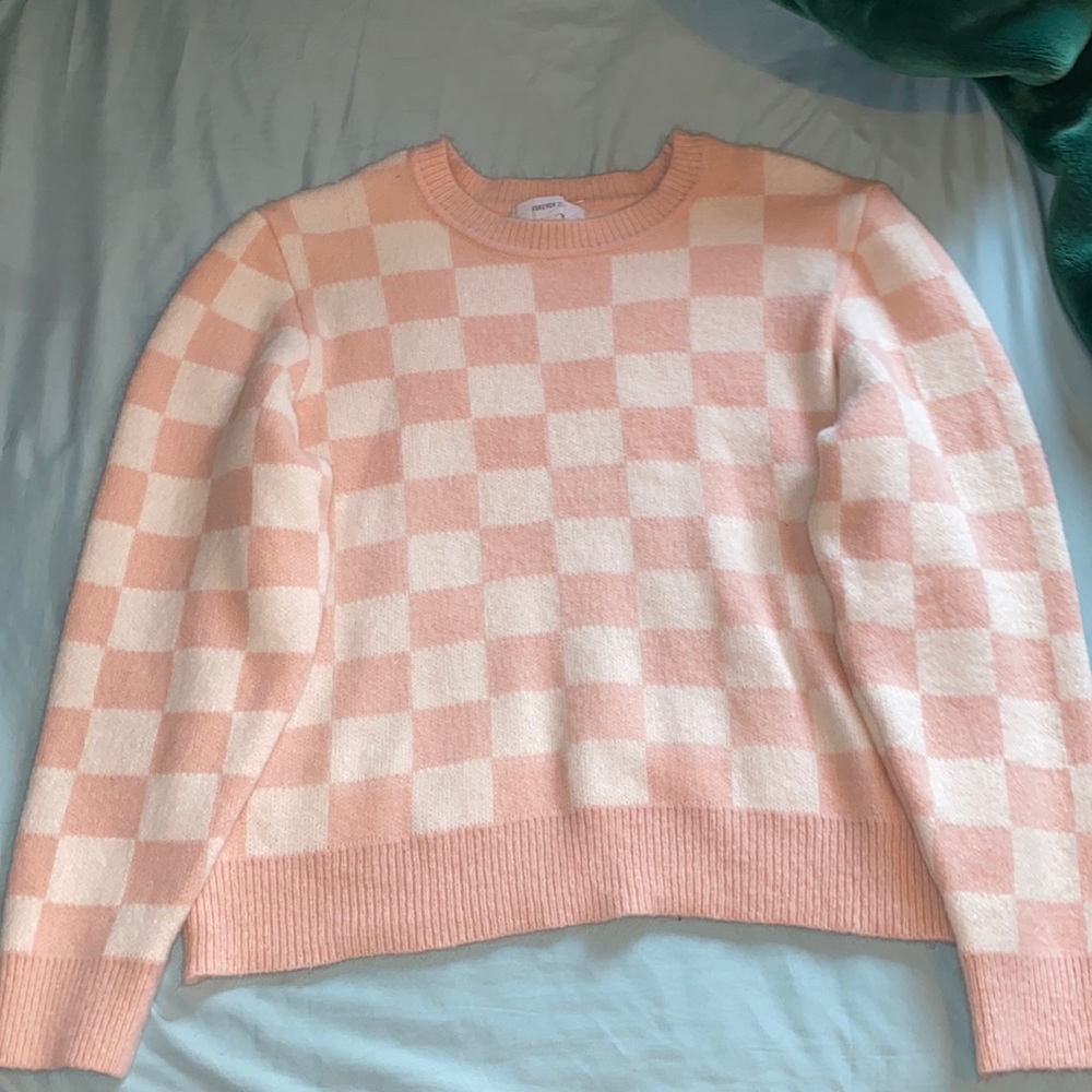 Plus size forever 21 pink and white checkerboard